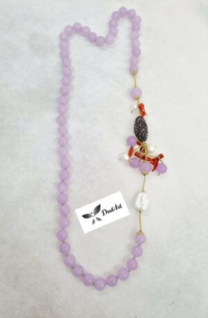 Collana giada, perle di fiume ,corallo e marcasite Spedizione Gratuita