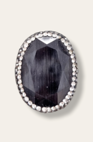 Anello regolabile su base in ottone con occhio di gatto e marcasite Spedizione Gratuita