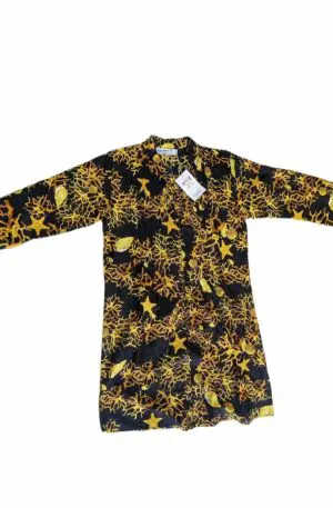 Caftano camicione fantasia corallo oro con bottoni,tessuto coprente,manica 3 quarti con bottoncino per far manica corta.  taglie: s/m; l/xl 100% cotone Spedizione Gratuita