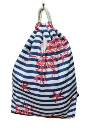 Zaino Corallo sfondo righe blu e bianche Spedizione Gratuita