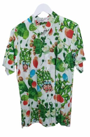 Camicia hawaiana unisex cactus e teste di moro 100% cotone taglie: S/M ;  L/XL Spedizione Gratuita