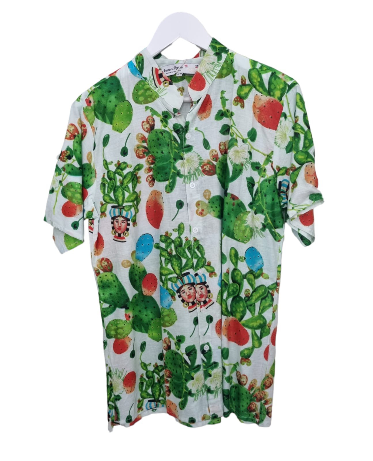 Camicia hawaiana unisex cactus e teste di moro 100% cotone taglie: S/M ;  L/XL Spedizione Gratuita