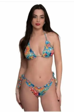 Costume bichini triangolo con slip regolabile con laccetti. Fantasia donna Rosalia Spedizione Gratuita