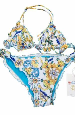 Costume bichini triangolo imbottito con slip regolabile con laccetti. Fantasia Vietri Spedizione Gratuita
