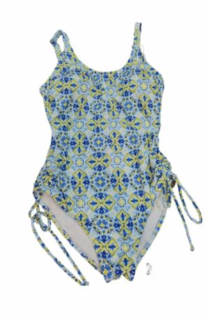 Costume intero con coppe estraibili ,bratelline regolabili, coprente. Fantasia  rombi. Spedizione Gratuita