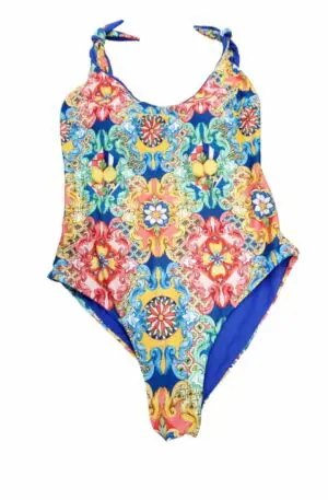 Costume intero reversibile con bratelline regolabili con fiocco e coppe interne.
Fantasia donna rosalia azzurro Spedizione Gratuita