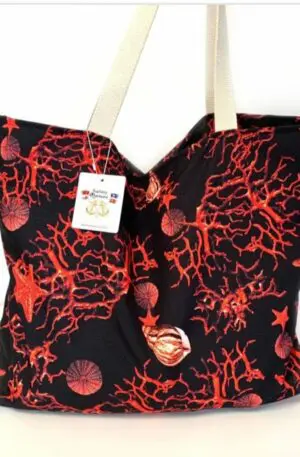 Borsa Shopper Grande da Spiaggia in Poliestere con Chiusura Zip, Fantasia Corallo Rosso Spedizione Gratuita Borsa Shopper Grande da Spiaggia in Poliestere con Chiusura Zip, Fantasia Corallo Rosso Spedizione Gratuita
