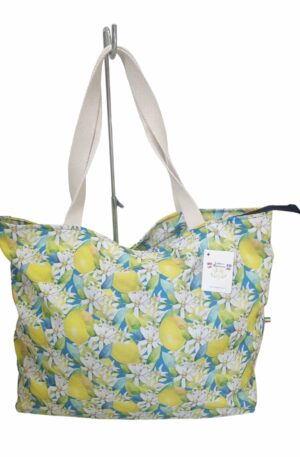 Borsa shopper grande da spiaggia in poliestere con fantasia zagara, fatta a mano in Italia Spedizione Gratuita