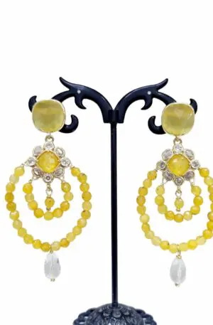 Orecchini artigianali con agata e quarzi – Lunghezza 7.5cm – Peso 8.6gr Spedizione Gratuita
