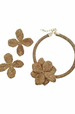 Parure collana girocollo ed orecchini realizzata con strass super luminosa Colore oro Spedizione Gratuita Parure collana girocollo ed orecchini realizzata con strass super luminosa Colore oro Spedizione Gratuita