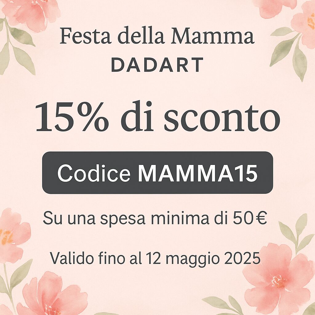 Banner promozionale Festa della Mamma - 15% di sconto su dadart.live