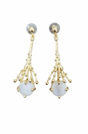 Orecchini  realizzati con ottone e pietra di luna.
Lunghezza 6.5cm
Peso 8.4gr Spedizione Gratuita