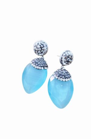 Orecchini realizzati con marcassite e occhio di gatto turchese lunghezza 4 cm peso 5.7gr Spedizione Gratuita