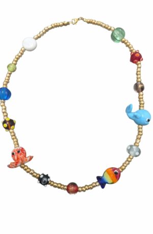 Collana girocollo realizzata artigianalmente con microperline ed elementi in vetro soffiato,pesci multicolore, balena,polipo e sfere miste.lunghezza 45cm Spedizione Gratuita Collana girocollo realizzata artigianalmente con microperline ed elementi in vetro soffiato,pesci multicolore, balena,polipo e sfere miste.lunghezza 45cm Spedizione Gratuita