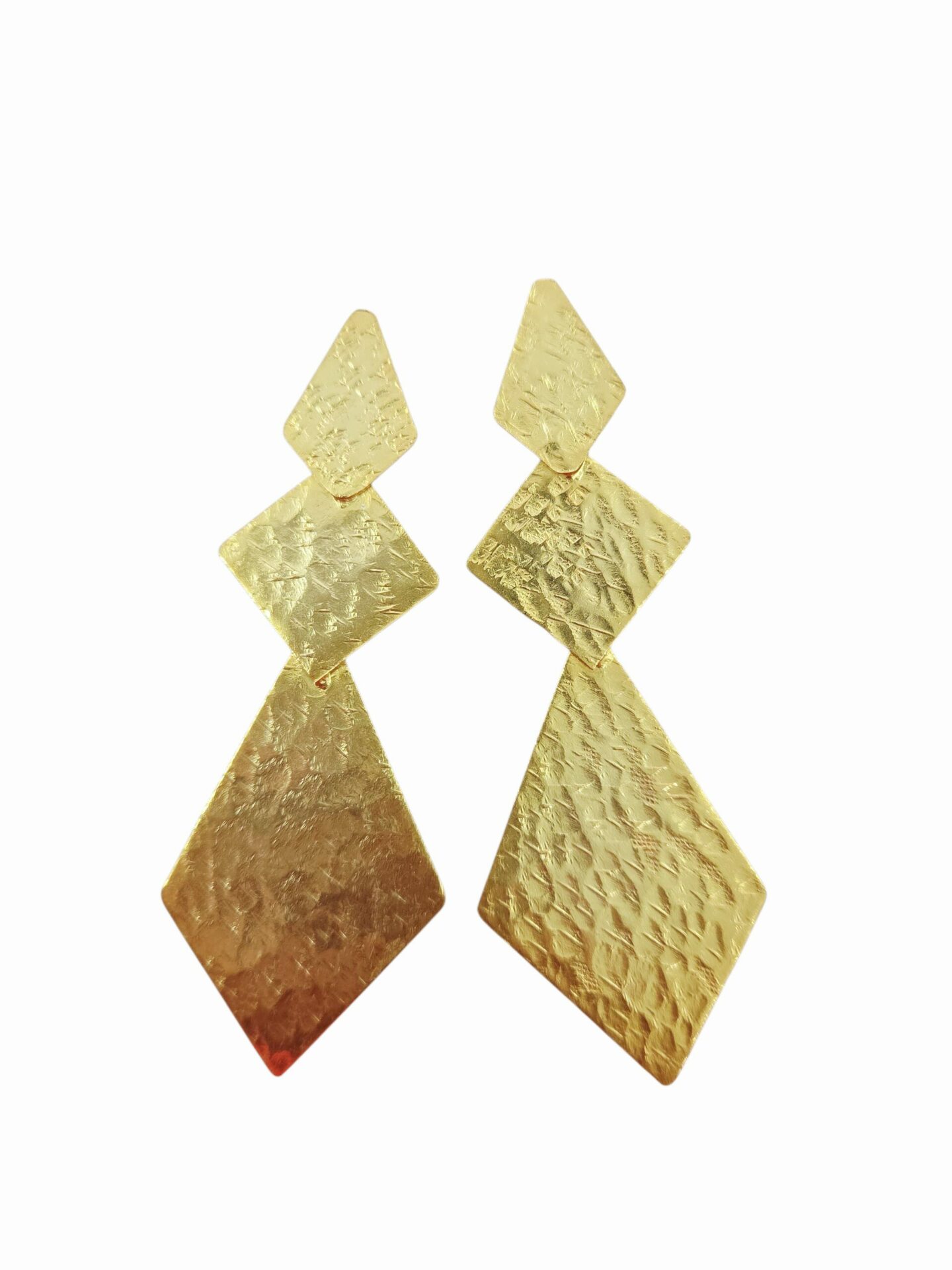 Orecchini  realizzati artigianalmente in ottone battuto lunghezza 8.5cmpeso 5.3gr Spedizione Gratuita