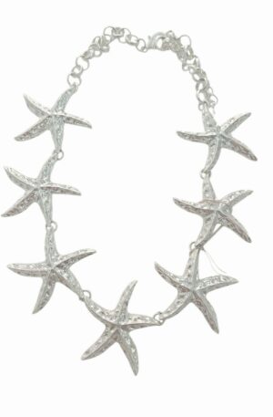 Collana girocollo anallergica regolabile realizzata con stelle argentate.  lunghezza 55cm Spedizione Gratuita