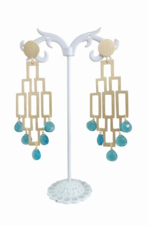 Orecchini  realizzati con ottone e gocce di quarzi. lunghezza 8cm peso 5.6gr Spedizione Gratuita