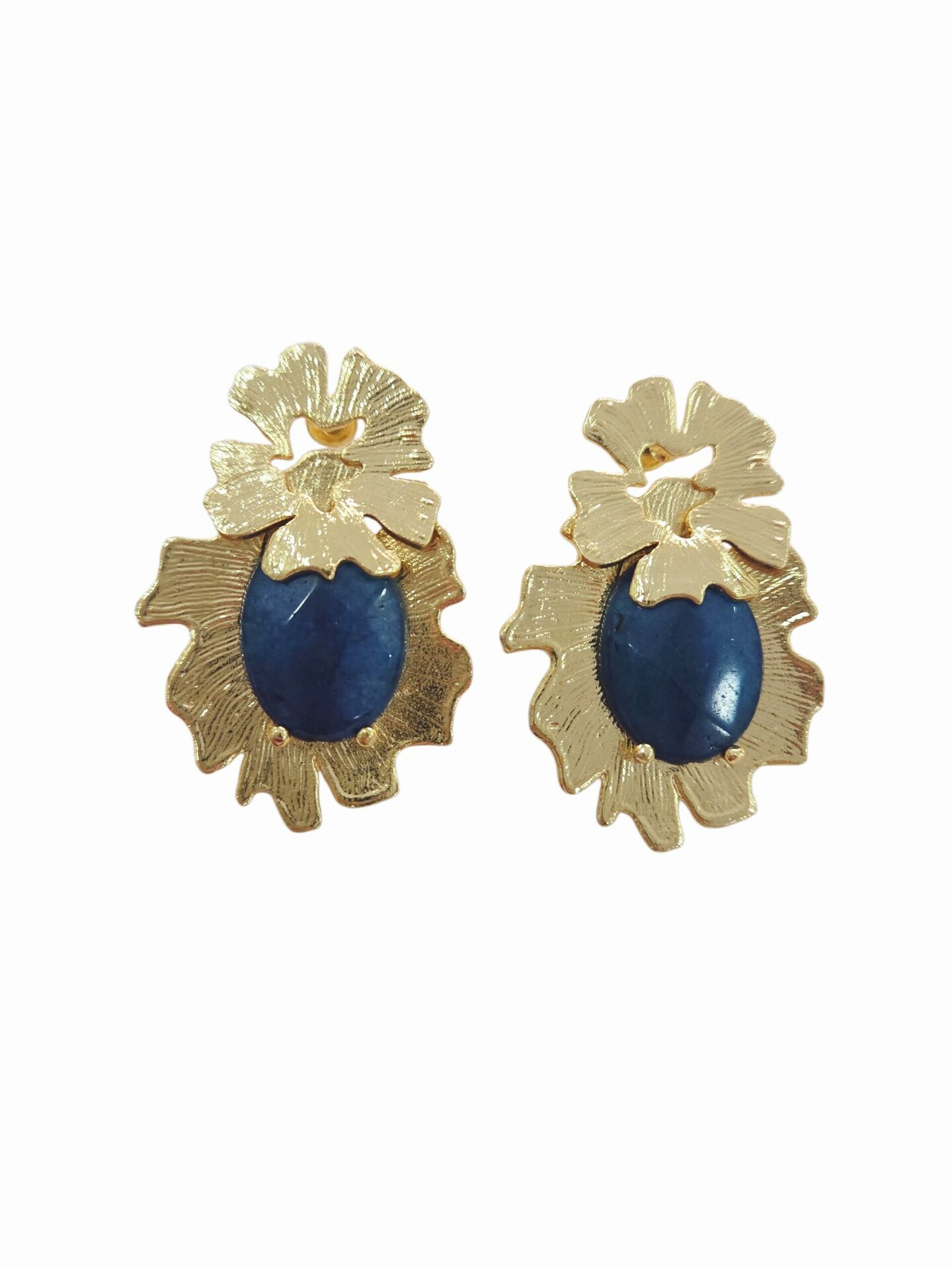 Orecchini realizzati con ottone satinato e pietra in agata petrolio.lunghezza 4cmpeso 9.4gr Spedizione Gratuita