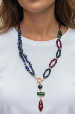 Collana girocollo realizzata con lapislazzuli e pietre naturali, chiusura in acciaio e ciondolo in pietre naturali contornato da ottonelunghezza girocollo 47cmlunghezza ciondolo 8cm Spedizione Gratuita Collana girocollo realizzata con lapislazzuli e pietre naturali, chiusura in acciaio e ciondolo in pietre naturali contornato da ottonelunghezza girocollo 47cmlunghezza ciondolo 8cm Spedizione Gratuita