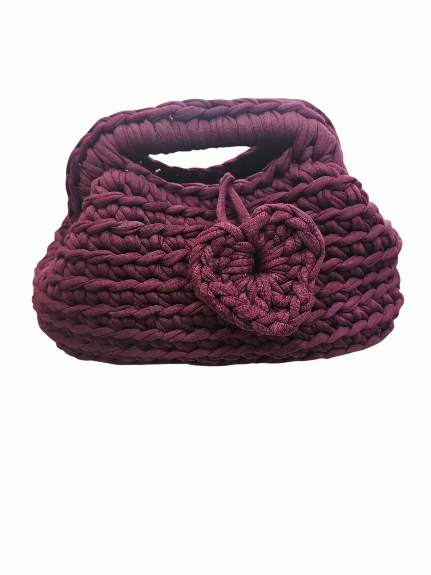Borsa clutch bordeaux realizzata con lavorazione crochet,chiusura a molla.misure L24 B12 H 14 Spedizione Gratuita