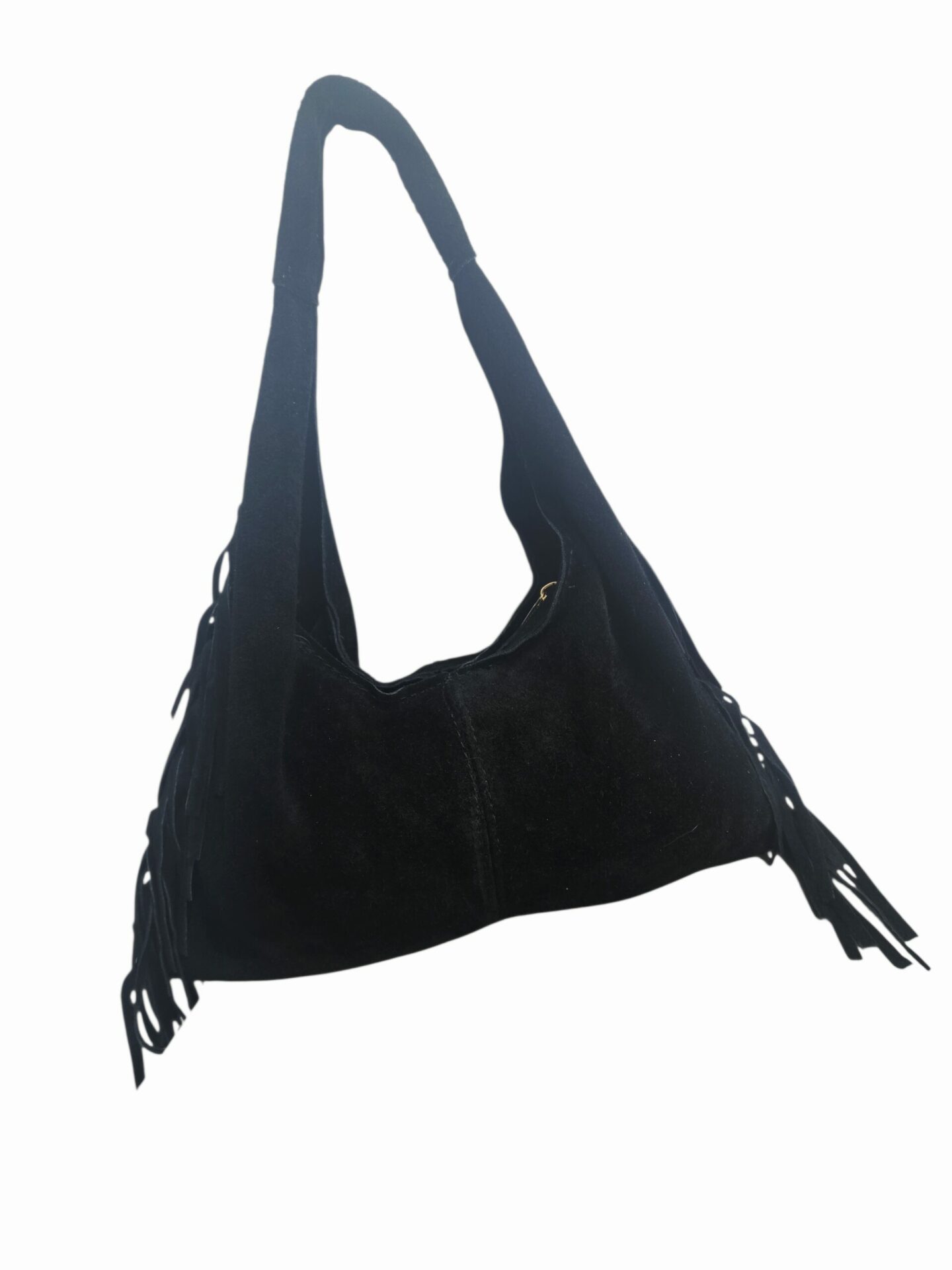 Borsa in camoscio nera,vera pelle made in italy,con frange laterali,dotata di tracolla chiusura con zip.misure L34 H18 Spedizione Gratuita Borsa in camoscio nera,vera pelle made in italy,con frange laterali,dotata di tracolla chiusura con zip.misure L34 H18 Spedizione Gratuita
