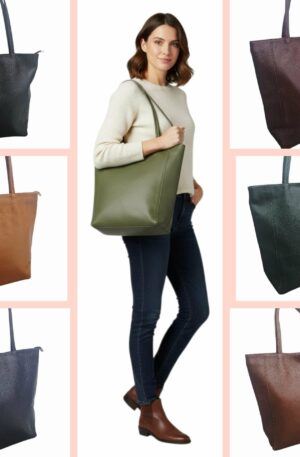 Shopper borsa in vera pelle, chiusra con zip, tasca esterna con zip, interno foderato con tasche laterali.Misure L 28 B13 H36 ampiezza manico 28cm Spedizione Gratuita