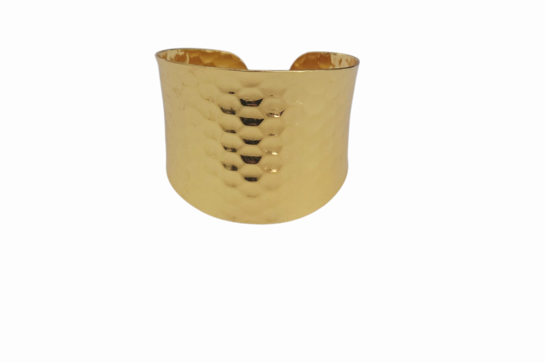 Bracciale rigido ad incastro realizzato in ottone battuto lucido dorato Spedizione Gratuita