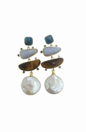 Orecchini realizzati con apatite,calcedonio, occhio di tigre, perla di fiume piatta e zirconi su base in ottone
lunghezza 4.5cm
peso 5.7gr Spedizione Gratuita Orecchini realizzati con apatite,calcedonio, occhio di tigre, perla di fiume piatta e zirconi su base in ottone
lunghezza 4.5cm
peso 5.7gr Spedizione Gratuita