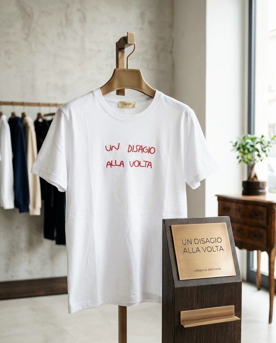 T shirt manica corta con scritta ricamata “un disagio alla volta” taglia unica, vestibilità morbida.
composizione 95% cotone 5% elastame Spedizione Gratuita T shirt manica corta con scritta ricamata “un disagio alla volta” taglia unica, vestibilità morbida.
composizione 95% cotone 5% elastame Spedizione Gratuita