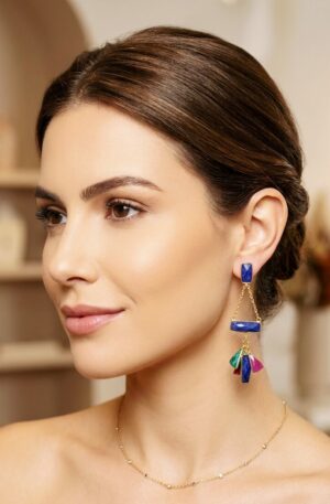 Orecchini realizzati con pietre naturali ed ottonelunghezza 6.5cmpeso 6.7gr Spedizione Gratuita