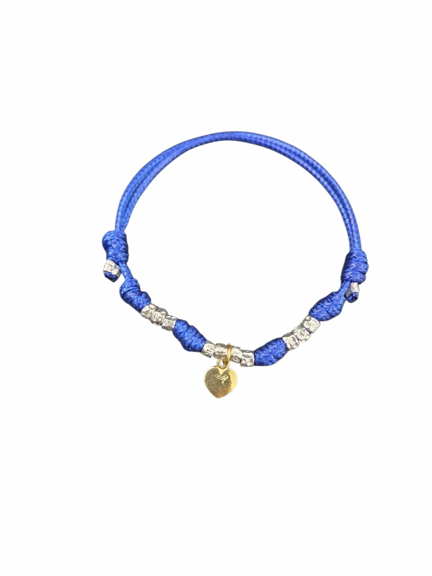 Adjustable, unisex Dodo bracelet made of washable blue fabric, 925 silver cubes and a golden 925 silver heart pendant. Free shipping Bracciale modello dodo regolabile,unisex, realizzato con tessuto azzurro lavabile,dadini in argento925 e ciondolo cuore dorato in argento925 Spedizione Gratuita