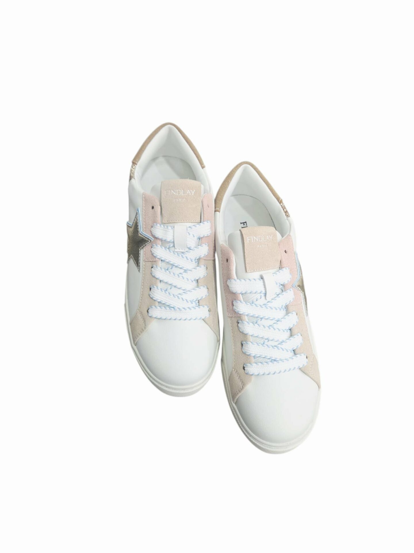 Sneakers ecopelle bianche rosa e beige, con stella oro,piccola parte glitter e parte scamosciata, suola antiscivolo. Comode. Spedizione Gratuita Sneakers ecopelle bianche rosa e beige, con stella oro,piccola parte glitter e parte scamosciata, suola antiscivolo. Comode. Spedizione Gratuita
