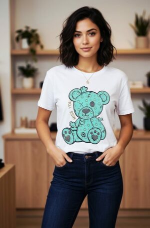 T- shirt manica corta in cotone stampa orsetto con strass,taglia unica vestibilità morbida Spedizione Gratuita T- shirt manica corta in cotone stampa orsetto con strass,taglia unica vestibilità morbida Spedizione Gratuita