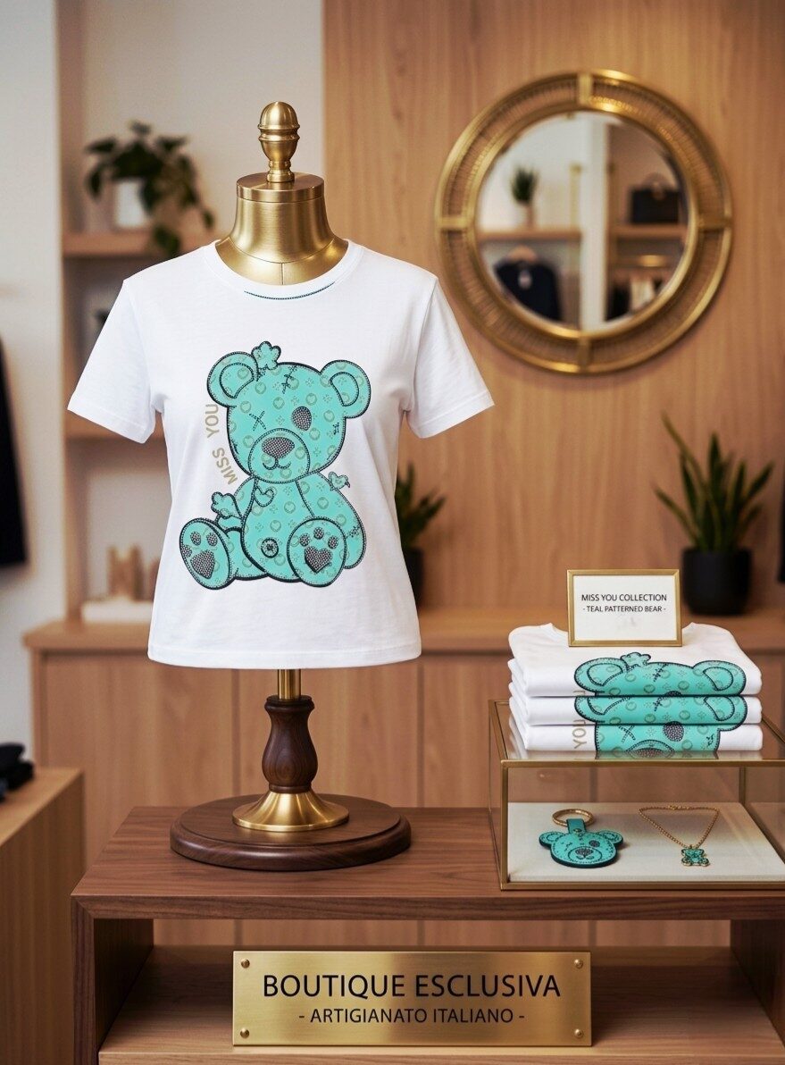 T- shirt manica corta in cotone stampa orsetto con strass,taglia unica vestibilità morbida Spedizione Gratuita T- shirt manica corta in cotone stampa orsetto con strass,taglia unica vestibilità morbida Spedizione Gratuita