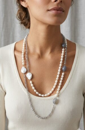Collana lunga possibilità di fare doppio giro realizzata con cristalli,perle di fiume, agata,quarzo grigio e perle barocche piatte
lunghezza 1.24cm Spedizione Gratuita Collana lunga possibilità di fare doppio giro realizzata con cristalli,perle di fiume, agata,quarzo grigio e perle barocche piatte
lunghezza 1.24cm Spedizione Gratuita