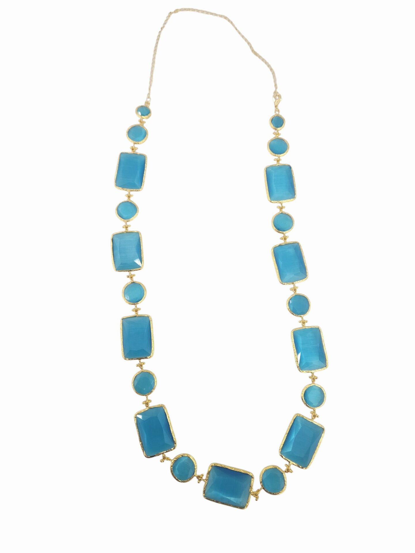 Collana realizzata con piastre rettangolari e tonde in occhio di gatto circondate da ottone. Possibilità si farla sia girocollo che lunga.
Colore turchese
Lunghezza 71cm Spedizione Gratuita Collana realizzata con piastre rettangolari e tonde in occhio di gatto circondate da ottone. Possibilità si farla sia girocollo che lunga.
Colore turchese
Lunghezza 71cm Spedizione Gratuita