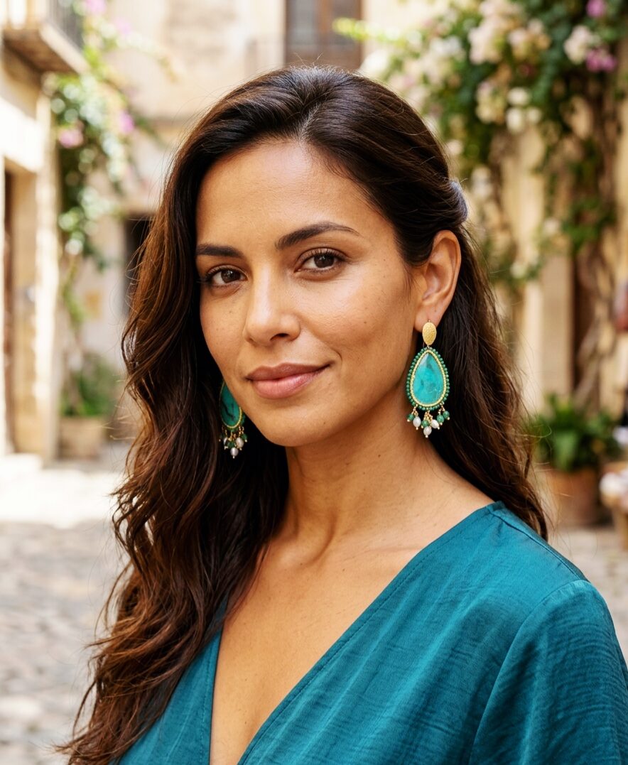 Earrings made with aquamarine quartz, light green agate, and river pearls, mounted with fabric and gold-plated 925 silver elements. The earwire has a satin-finish 925 silver plate and is gold-plated. Length: 6cm, weight: 6.7g. Free shipping Orecchini realizzati con quarzi verde acqua,agata verde chiaro e perline di fiume,montati con tessuto ed elementi dorati in argento925 placcati oro. monachella con piastra satinata in argento925 placcata oro.lunghezza 6cmpeso 6.7gr Spedizione Gratuita