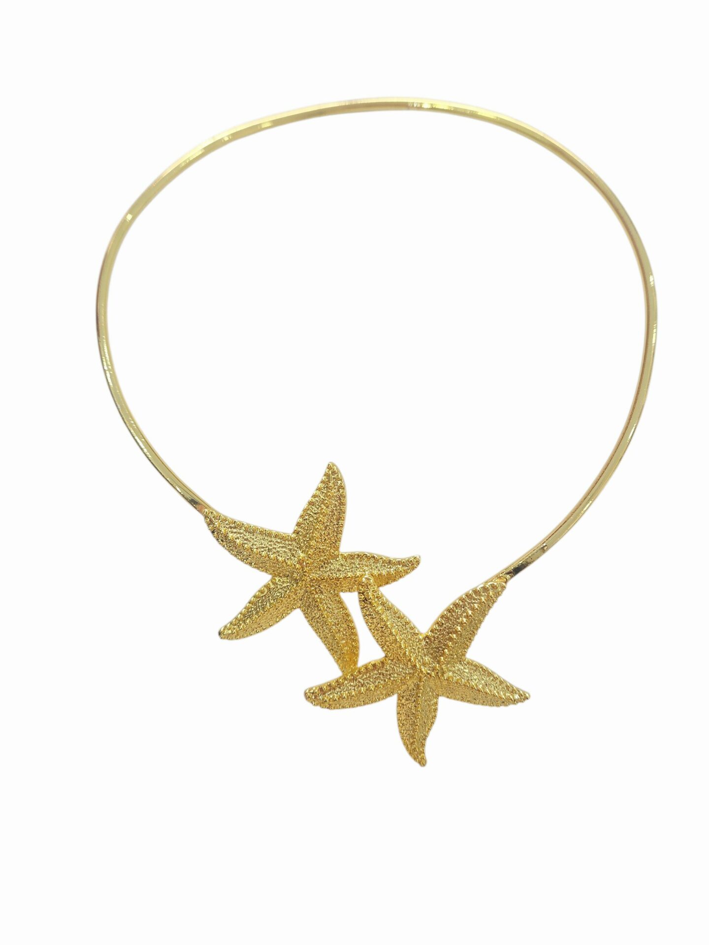 Collana girocollo realizzata in ottone battuto con doppia stella marina Spedizione Gratuita