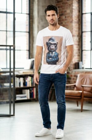 T-shirt Uomo in cotone con stampa Scimmia ,simpatica e briosa.Taglia L Spedizione Gratuita T-shirt Uomo in cotone con stampa Scimmia ,simpatica e briosa.Taglia L Spedizione Gratuita