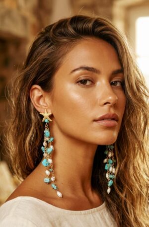 Orecchini pendenti realizzati con turchesi, perle di fiumee monachella con stellina in ottone
lunghezza 12cm
peso 8.2gr Spedizione Gratuita Orecchini pendenti realizzati con turchesi, perle di fiumee monachella con stellina in ottone
lunghezza 12cm
peso 8.2gr Spedizione Gratuita