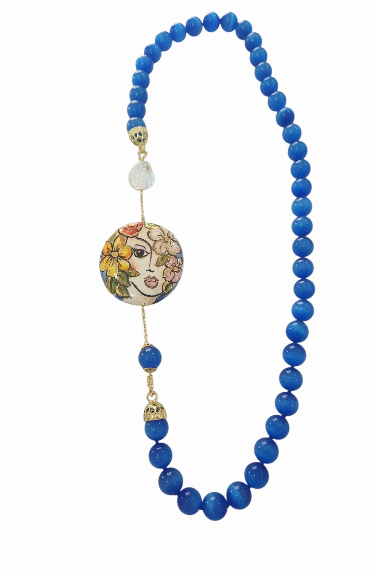Collana realizzata con occhio di gatto,perla barocca piatta e Ceramica di Caltagirone dipinta
lunghezza 75cm Spedizione Gratuita Collana realizzata con occhio di gatto,perla barocca piatta e Ceramica di Caltagirone dipinta
lunghezza 75cm Spedizione Gratuita