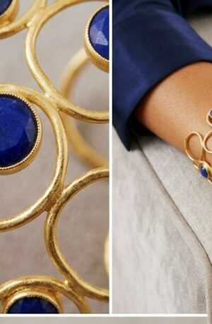 Bracciale ad incastro realizzato su base in ottone con pietre blu occhio di gatto incastonate. Spedizione Gratuita Bracciale ad incastro realizzato su base in ottone con pietre blu occhio di gatto incastonate. Spedizione Gratuita