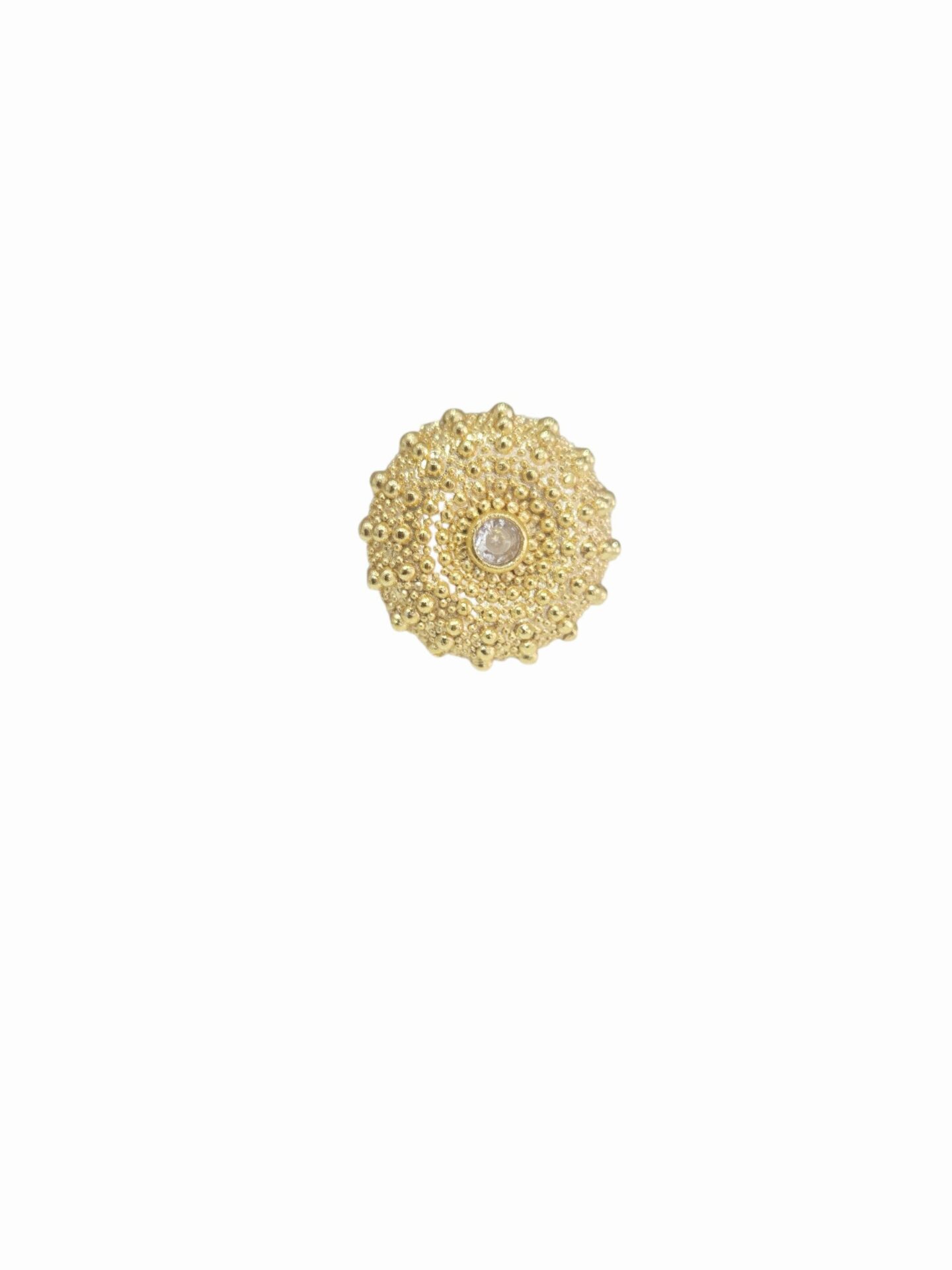 Anello riccio reagolabile realizzato in ottone con zircone centrale Spedizione Gratuita