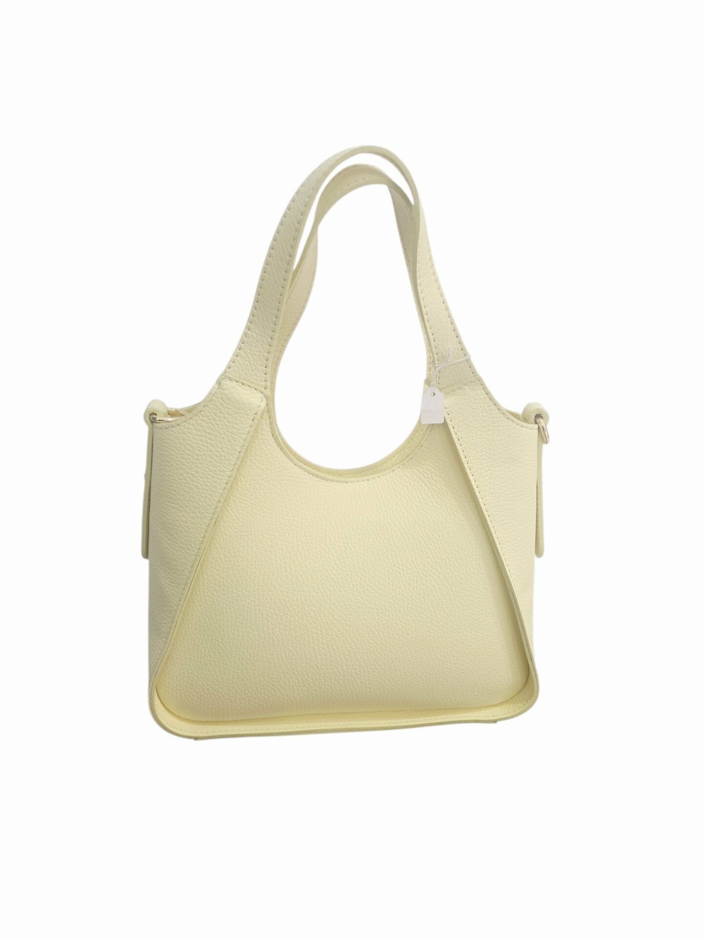 Genuine leather bag, made in Italy, lined interior, single compartment with side pockets, shoulder strap, zip closure, external zip pocket. Light yellow color, dimensions H19 W10 L26 Free shipping Borsa vera pelle,made Italy, interno foderato scomparto unico con tasche laterali, dotata di tracolla,chiusra con zip, tasca esterna con zip. colore giallo chiaro misure H19 B10 L26 Spedizione Gratuita