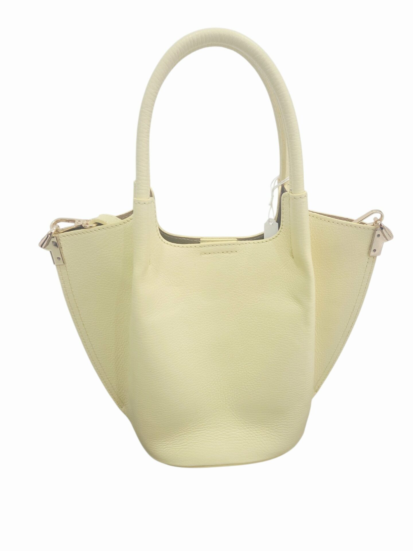 Borsa vera pelle, made Italy, dotata di beauty in pelle interno e tracolla,interno nudo,chiusura con bottone magnetico. colore giallo
misure H23 B14 L19 Spedizione Gratuita