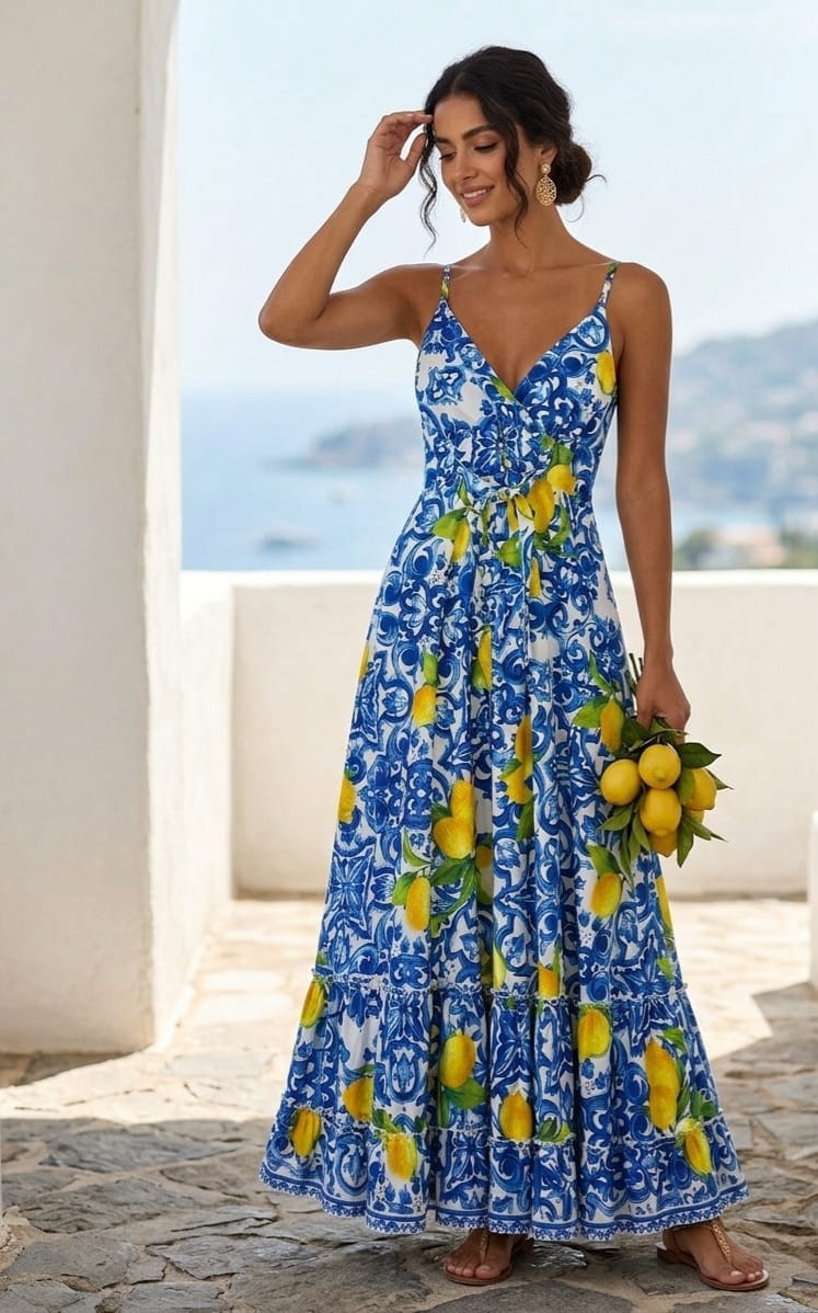 Abito lungo 100% cotone con bratelline regolabili, retro elasticizzato e pom pom finali. Taglia unica Spedizione Gratuita Abito lungo 100% cotone con bratelline regolabili, retro elasticizzato e pom pom finali. Taglia unica Spedizione Gratuita